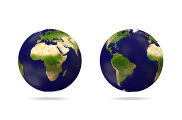 Miniature Earth Globe on white background