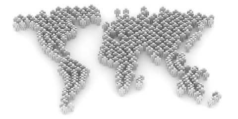 Abstract World Map from 3d people