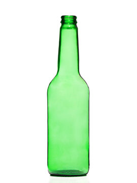 green and glass bottle isolated on a white background
