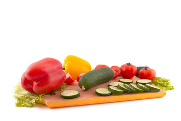 Cucumber slices with vegetables