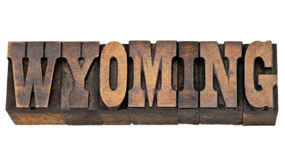 Wyoming  state name in letterpress