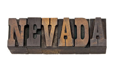 Nevada - state name in letterpress
