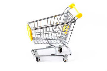 isolated shopping cart on the white. shopping trolley