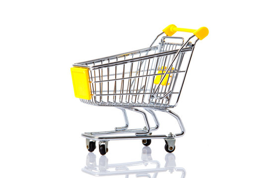 isolated shopping cart on the white. shopping trolley