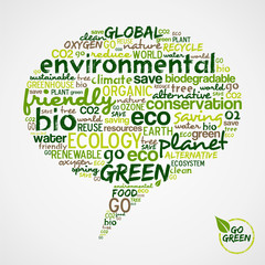 Go Green. Social media bubble with green words cloud