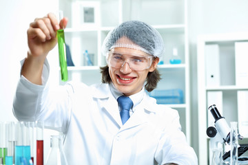 Young scientist working in laboratory