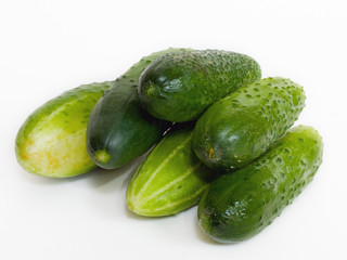 Cucumbers on a white background
