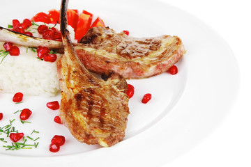 meat portion: barbecued ribs served with rice