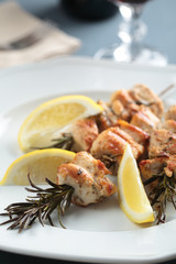 Souvlaki on rosemary sticks