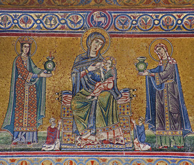 Obraz na płótnie Canvas Rzym - mozaiki z fasady Santa Maria in Trastevere