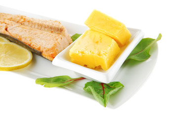 salmon steak and butter