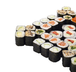 sushi roll set isolated on white