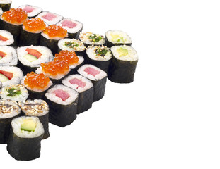 sushi roll set isolated on white