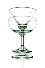 Empty wine glasses isolated on white background