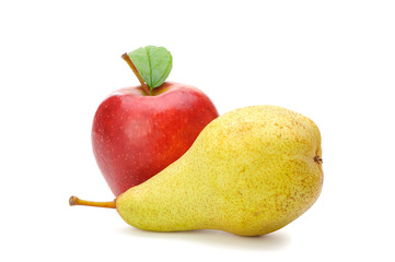 Pear and red apple