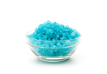 Sea blue color salt in glasses