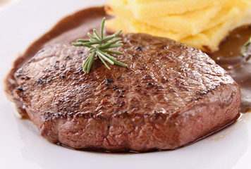 grilled steak and vegetable