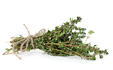 fresh green thyme isolated on white