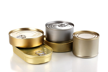 Tin cans isolated on white