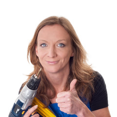 Frau mit Bohrmaschine - woman with drill