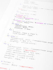 Fototapeta premium Part of the CSS code is printed on the paper