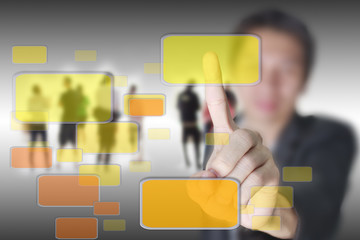 hand pushing on a touch .