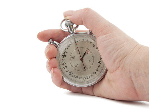 Stopwatch in hand isolated