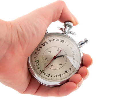 Stopwatch In Hand Isolated