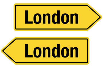 2 Pfeilschilder gelb LONDON