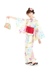 Naklejka premium Beautiful kimono woman