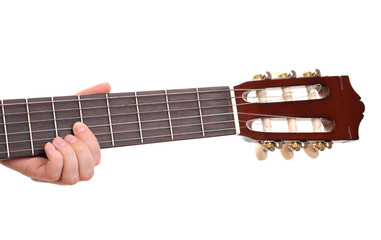 Fototapeta na wymiar Guitar fretboard isolated on white