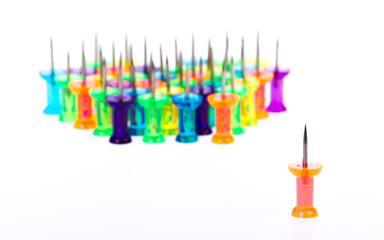 Set of colorful push pins