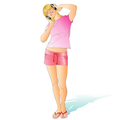 Young woman listening music