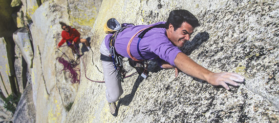 Rock climber in action.