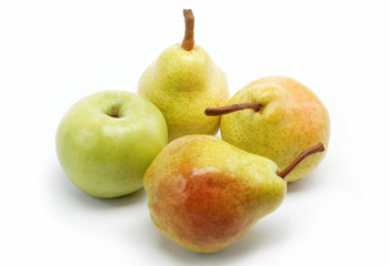 pears and apple isolated on white background