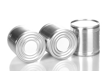 Tin cans isolated on white