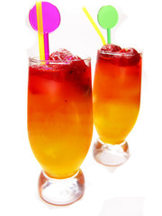 fruit cocktail smoothie with ice