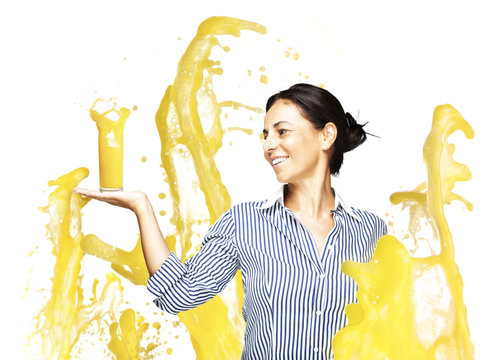 woman with orange splash