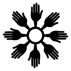 Circle of hands vector.
