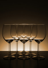 Empty wine glass in Beautiful light background