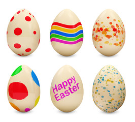 Set of Painted Easter Eggs on white background