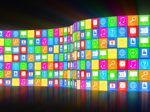 Abstract APPS Background with Glowing Rays
