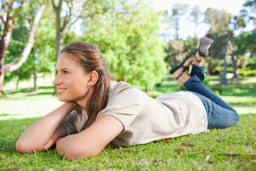 Woman taking a moment off in the park