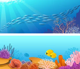 Tableaux ronds sur plexiglas Anti-reflet Sous-marin Bannière de la vie marine