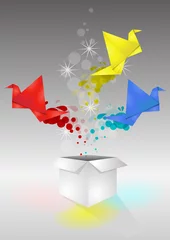 Voilages Animaux géométriques boîte origami oiseau