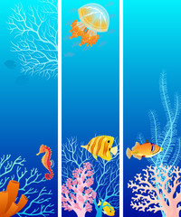 Bannière verticale de la vie marine
