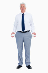 Portrait of a businessman with empty pockets