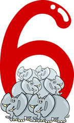number six and 6 elephants