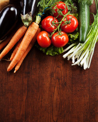 abstract design background vegetables on a wooden background