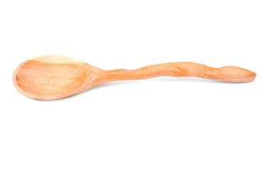 wooden spoon from the juniper isolated on a white background